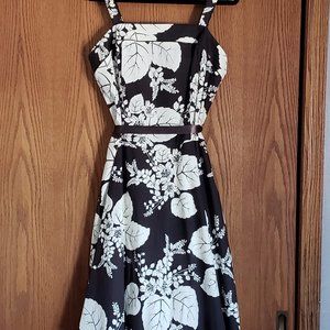 Brown & White Floral Swing Dress - Never Worn